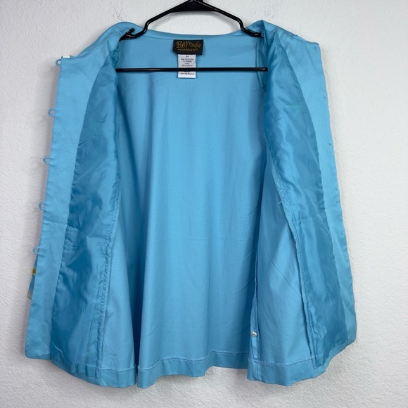 Bob Mackie Wearable Art Womens Light Blue Embroidered Vintage Blouse Size Medium